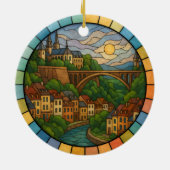Personalized Stained Glass Luxembourg, Europe セラミックオーナメント (裏面)