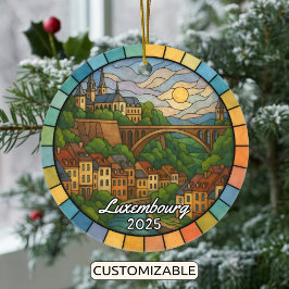 Personalized Stained Glass Luxembourg, Europe セラミックオーナメント