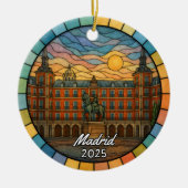 Personalized Stained Glass Madrid Ornament, Spain セラミックオーナメント (正面)