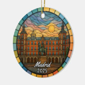 Personalized Stained Glass Madrid Ornament, Spain セラミックオーナメント (左)