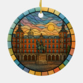 Personalized Stained Glass Madrid Ornament, Spain セラミックオーナメント (裏面)