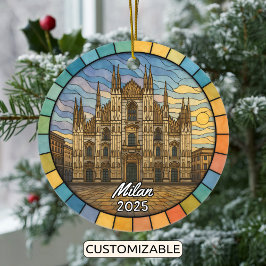 Personalized Stained Glass Milan Ornament, Italy セラミックオーナメント