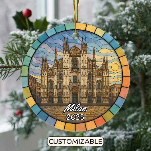Personalized Stained Glass Milan Ornament, Italy セラミックオーナメント
