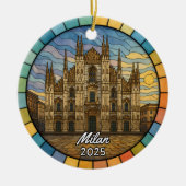 Personalized Stained Glass Milan Ornament, Italy セラミックオーナメント (正面)