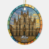 Personalized Stained Glass Milan Ornament, Italy セラミックオーナメント (左)