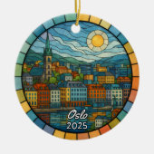 Personalized Stained Glass Oslo Ornament, Norway セラミックオーナメント (正面)