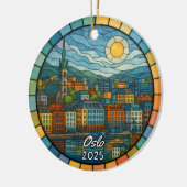 Personalized Stained Glass Oslo Ornament, Norway セラミックオーナメント (左)