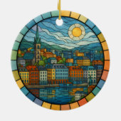 Personalized Stained Glass Oslo Ornament, Norway セラミックオーナメント (裏面)