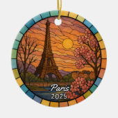 Personalized Stained Glass Paris Ornament, France セラミックオーナメント (正面)