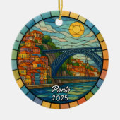 Personalized Stained Glass Porto, Portugal セラミックオーナメント (正面)