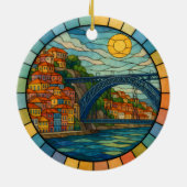 Personalized Stained Glass Porto, Portugal セラミックオーナメント (裏面)