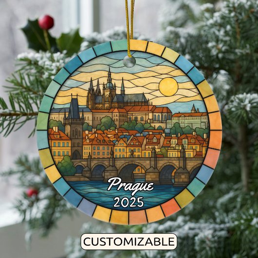 Personalized Stained Glass Prague, Czech Republic セラミックオーナメント