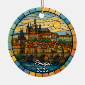 Personalized Stained Glass Prague, Czech Republic セラミックオーナメント (正面)