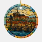 Personalized Stained Glass Prague, Czech Republic セラミックオーナメント (裏面)