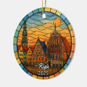Personalized Stained Glass Riga Ornament, Latvia セラミックオーナメント (左)