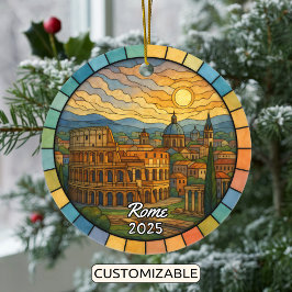 Personalized Stained Glass Rome Ornament, Italy セラミックオーナメント