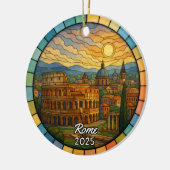 Personalized Stained Glass Rome Ornament, Italy セラミックオーナメント (左)