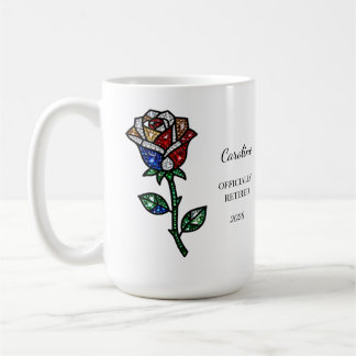 Personalized Stained Glass Rose Retirement Mug  コーヒーマグカップ