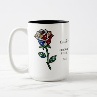 Personalized Stained Glass Rose Retirement Mug  ツートーンマグカップ