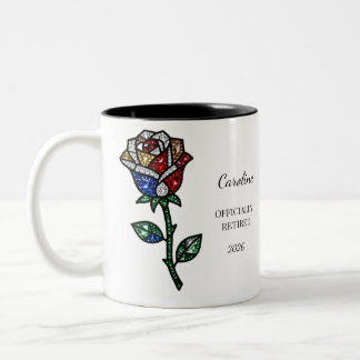 Personalized Stained Glass Rose Retirement Mug  ツートーンマグカップ