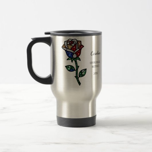 Personalized Stained Glass Rose Retirement Mug  トラベルマグ (左)
