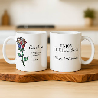 Personalized Stained Glass Rose Retirement Mug  マグカップ