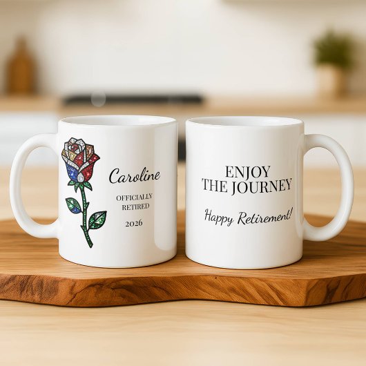 Personalized Stained Glass Rose Retirement Mug  マグカップ