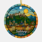 Personalized Stained Glass Salzburg, Austria セラミックオーナメント (正面)