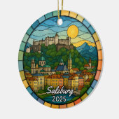 Personalized Stained Glass Salzburg, Austria セラミックオーナメント (左)