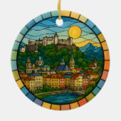 Personalized Stained Glass Salzburg, Austria セラミックオーナメント (裏面)