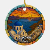 Personalized Stained Glass Santorini, Greece セラミックオーナメント (正面)