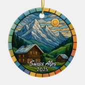 Personalized Stained Glass Swiss Alps, Switzerland セラミックオーナメント (正面)