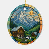 Personalized Stained Glass Swiss Alps, Switzerland セラミックオーナメント (左)