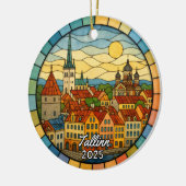 Personalized Stained Glass Tallinn, Estonia セラミックオーナメント (左)