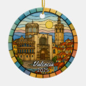 Personalized Stained Glass Valencia, Spain セラミックオーナメント (正面)