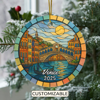 Personalized Stained Glass Venice Ornament, Italy セラミックオーナメント