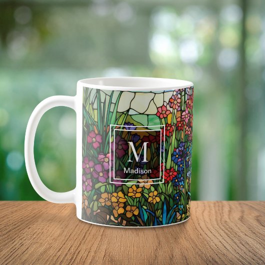 Personalized Stained Glass Wildflower Mug コーヒーマグカップ