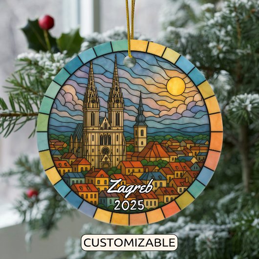 Personalized Stained Glass Zagreb, Croatia セラミックオーナメント
