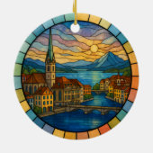 Personalized Stained Glass Zurich, Switzerland セラミックオーナメント (裏面)