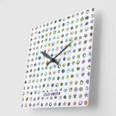 Personalized Starfish & Sea Shells スクエア壁時計 (傾斜)