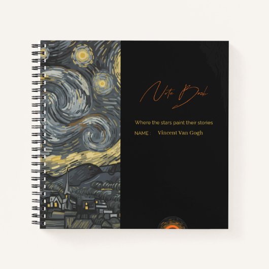 Personalized Starry Night Aesthetic Notebook  ノートブック (正面)