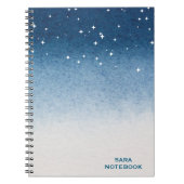 Personalized Starry Night Blue Gradient Notebook ノートブック (正面)