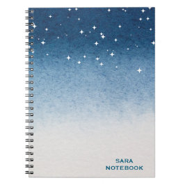 Personalized Starry Night Blue Gradient Notebook ノートブック