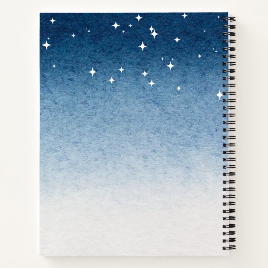 Personalized Starry Night Blue Gradient Notebook ノートブック (裏面)