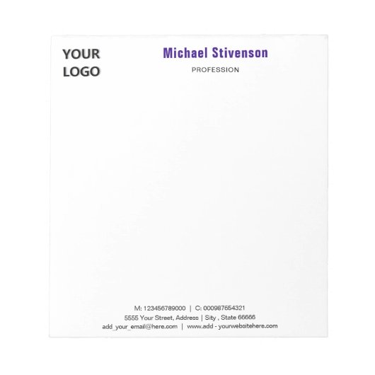 Personalized Stationery Branded Business Notepad ノートパッド (正面)