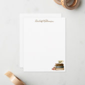 Personalized Stationery Cozy Book Lover Watercolor ノートカード (正面/裏面インサイチュ)
