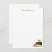 Personalized Stationery Cozy Book Lover Watercolor ノートカード (正面/裏面)