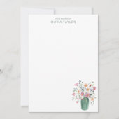 Personalized Stationery Name Hand-Painted Floral  ノートカード (正面)