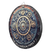 Personalized Steampunk Aesthetic Gears Family Name ダーツボード (正面右)