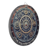 Personalized Steampunk Aesthetic Gears Family Name ダーツボード (正面左)